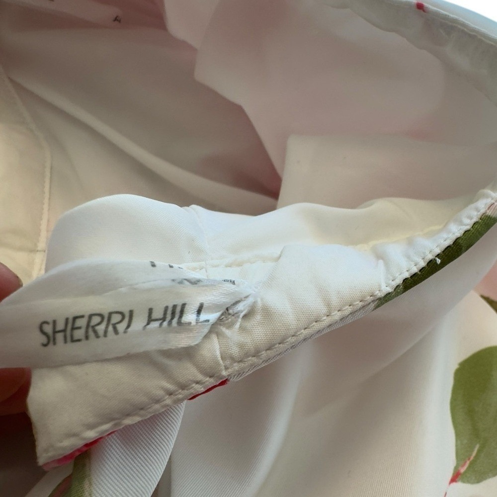 Sherri Hill 50563 Pink Rose Floral Fit Flare Skirt White Designer Size 0 Bridal - Picture 10 of 16